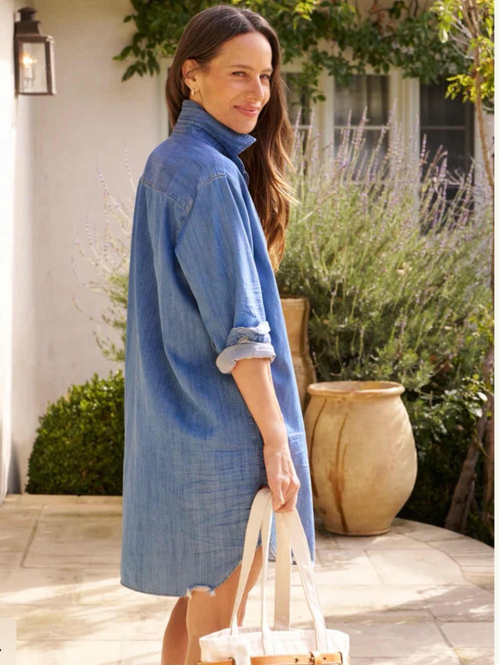 Light Blue Denim Shirt Dress - Picture 3 of 4